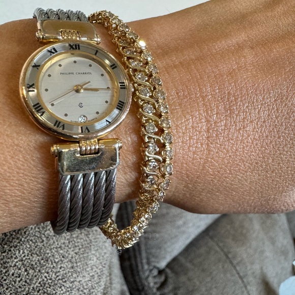 Philippe Charriol Swiss Quartz Watch– Stainless Steel Cable Bracelet. 29mm - Picture 5 of 13